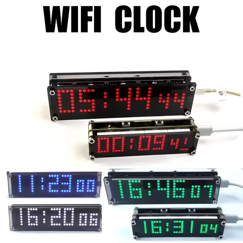 ESP8266 WIFI Clock Network Timing Digital Display LED Dot Matrix Clock RED BLUE GREEN WHITE TIME TYP