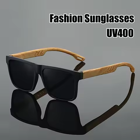 Fashion Wooden Bamboo Sunglasses for Men Women Vintage UV400 Protection Sun Glasses Unisex Square Fr