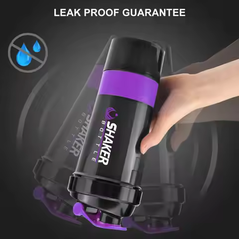 Protein Shaker Bottle Shake Cup for Powder with Storage Sports Water Bottle Non Slip Twist Off Pill 