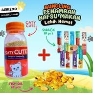 Paket Penggemukan Kucing Sehat dan Bulu Lebat Catty Cute + Fish Oil + Snack Creamy Aerizoo