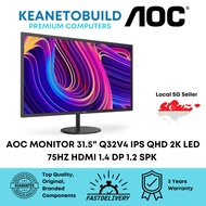 AOC MONITOR 31.5" INCH Q32V4 IPS QHD 2K LED 75HZ HDMI 1.4 DP 1.2 SPK