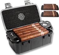 Mantello Cigars Case - For 10 Cigars- Includes 2 Ring Cigar Cutters, 1 V-Cut Cutter and 1 Cigar Punc