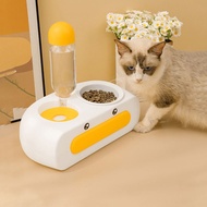 กล่องใส่อาหารแมวรูปการ์ตูนสำหรับลูกสุนัข/ลูกแมวพลาสติกรูปนกฮูกคู่เครื่องจ่ายน้ำอัตโนมัติรูปแมวกระบอกน้ำป้องกันการพลิกคว่ำ
