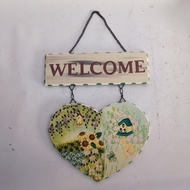 Retro French Pastoral Style Iron Pendant Ornaments Flower Shop Coffee Shop Welcome Brand 12.18.53