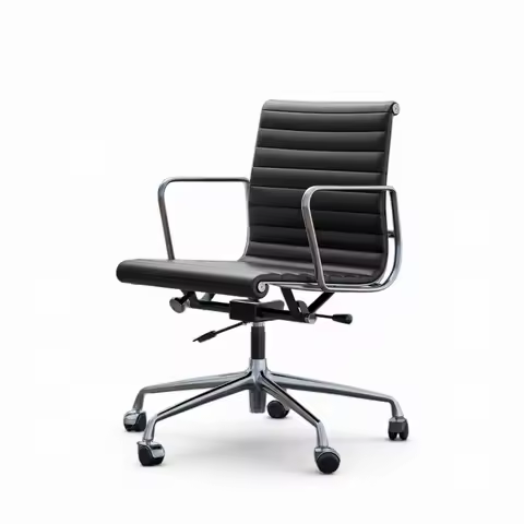 Mid Back Classic Genuine Leather Office Chair Ergonomic Office Chair Adjustable Swivel Leather Compu