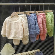 Children Warm Pajamas Set Autumn Winter New Style Thickened Homewear Boys Fleece Lining Clothes Kids