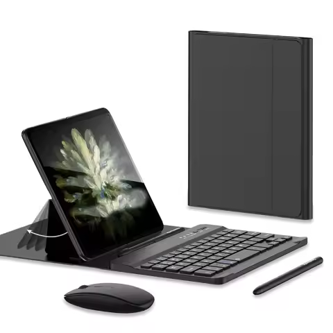 Leather Mini Bluetooth Keyboard Mouse Pen Wireless Minutes Of Meeting Record Case For Samsung Galaxy