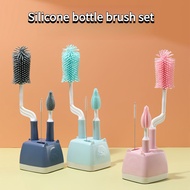 Baby Bottle Brush/Silicone Bottle Brush/Baby Nipple Straw Brush/360 ° Cup Washing God Tool Baby Bottle Brush Combination Set