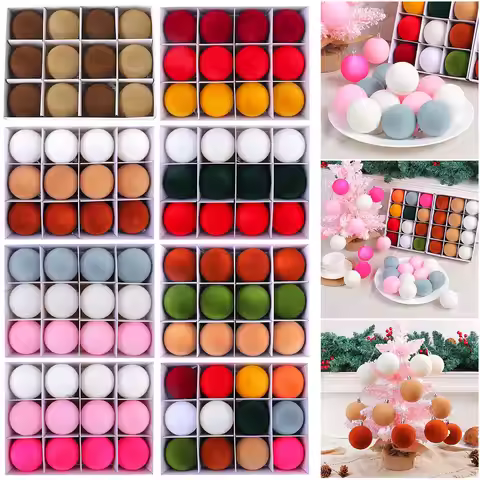 12Pcs 2.4 Inch Christmas Balls Christmas Tree Ornaments Velvet Christmas Tree Balls Xmas Hanging Tre
