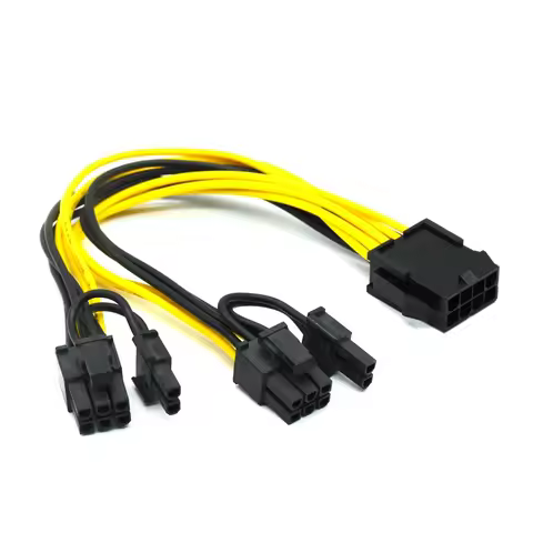 Angitu 18AWG ATX/EPS 8pin CPU Female to 2x8pin/6+2Pin Y-Splitter Adapter GPU Power Convert Cable-20c
