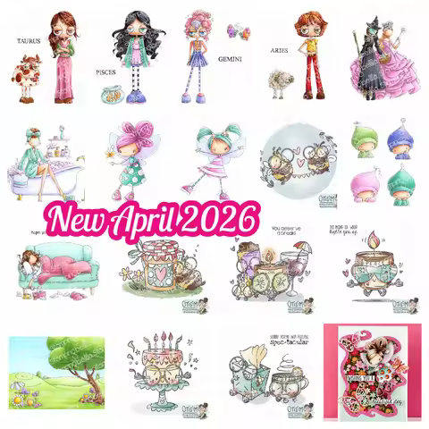 Pec-Tacular Birthday Cake Storybook Meadows Backdrop Girl Peekers Oddball Zodiac Stamps DIY Scrapboo