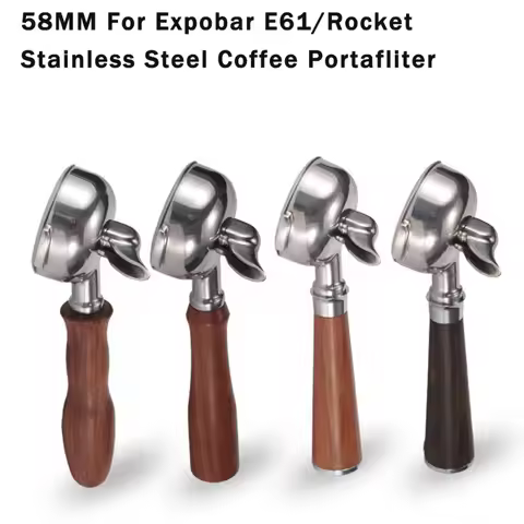 58mm Coffee Portafliter for Expobar E61/Rocket Stainless Steel Handle Filter Universal Single/Double