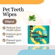 BPS 50pcs Pet Teeth Wipes Dental Finger Wipes Oral Care Grooming Pet Wet Tissue 宠物洁齿湿巾