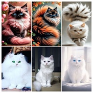 A Set Cat/Animal Cat/Silver Shaded Cat Pattern Diamond Painting Kit, DIY 5D Diamond Painting Mosaic 