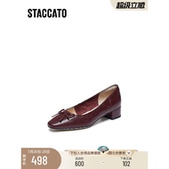 Stuart New Style Classy French Cream Shoes Single Shoes Pumps Thick Heel Commuter Women's Shoes Q538