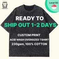 SG Custom T-shirt Printing Acid Wash Oversized 230GSM | Customized T-shirt