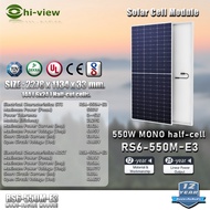Hi-view Solar panel panel: RS6-550M-E3 Mono-Facial Module 550W