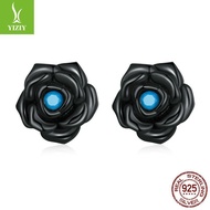 Black Rose Personality with a Sense of Sophistication Men and Women SCE1401Original Silver Earrings 