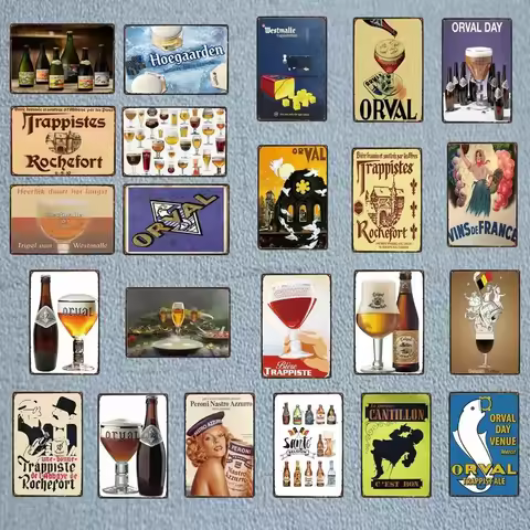 Orval Chimay Westmalle Chouffe Metal Tin Sign Vintage Plate For Bar Club Wall Pub Restaurant Home De