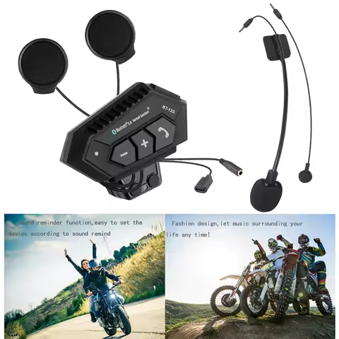 BT-12S Bluetooth 5.0 Motorcycle Helmet Headset Wireless Noise Reduction Headphone Waterproof 2000mah