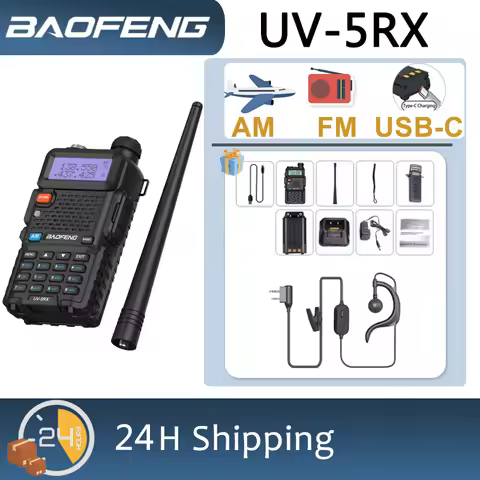 Baofeng UV-5RX 8W Walkie Talkie 3800mAh High Power Type-C Charge AM One Key Frequency Match 128Ch Fl