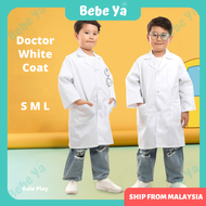 Kids Doctor Costume - Pretend Play White Coat Lab Coat Uniform Cosplay Baju Doktor Kanak Kanak