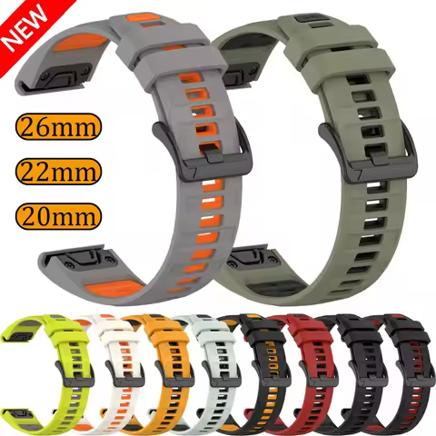 Quick Fit 26/22/20mm Official Sports Silicone Strap For Garmin Fenix 8/7-X-Pro Bracelet For Garmin I