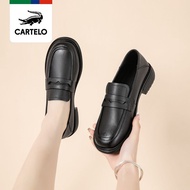 A-T🌐CARTELO/Cartelo Crocodile Authentic Leather Shoes Women's New Simple All-Match Soft Bottom Loafers College Style Sho