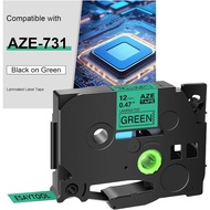 1Pack TZe-731 Laminated Green Replacement for Brother p-Touch Label Tape Black Ink, Compatible with 