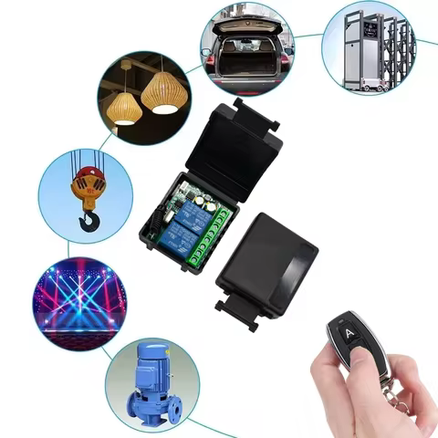 Universal 2CH RF Relay Receiver and Transmitter 9-30V 433MHz Wireless Remote for Garage Door and Gat