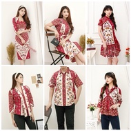 KEMEJA MERAH Couple dress batik modern Red Chinese New Year/Cheongsam qipao dress Red batik Women/Men's Shirt BELLE