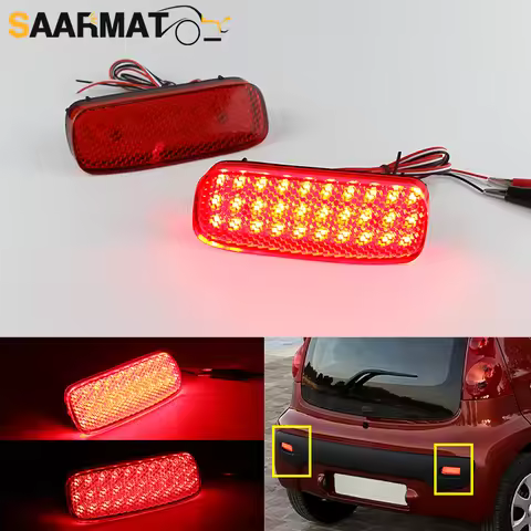 2PCS 12V Red LED Rear Bumper Reflector Light For Citroen C1 C5 For Peugeot 107 206 607 Expert Fog La