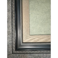 S.a.Frame | / Photo Frame Double Frame Wooden Frame Black Carved & Brown Linen 8R (20x25cm)