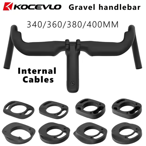 KOCEVLO Carbon Gravel Handlebar Light with Spacers Bent Racing Bicycle Internal cables Stem road han