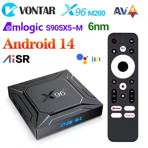 X96 M200 TV Box Android14 Amlogic S905X5M (S905A) Quad Core ARM Cortex A55 Support AI-SR AV1 4K HD 1