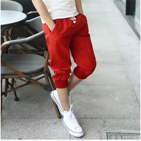 Pure Cotton Thin Men's Cropped Pants Men's Casual Pants Mid-pants 7-point Pants Harem Pants Sports P