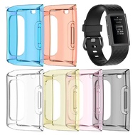 NERV For -Fitbit Charge 3/4 Case protector TPU Silicone Protective Clear Case Cover Shell for -Fitbit Charge 3/4 Smart Watch Band Accessories Bumper TPU Screen with Film Protective Shell Case