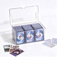 Portable Plastic Trading Card Storage Box, 600+ Clear Baseball Card Storage Box with 2 Removable Div