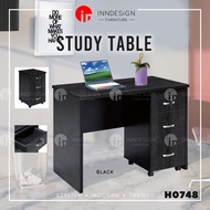 [INNDESIGN.SG] Sapphire Study Table / Study Desk with Mobile Pedestal Cabinet (Black) (Fully Assembled and Free Delivery)