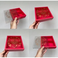 Chinese New Year box with 4 egg tarts, size per partition, 8x8x5 cm, egg tart, fruit tart, etc. + Fr