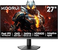 KOORUI - 27 inch 1440p 2K QHD (2560 x 1440) 260Hz (240hz compatible), Fast IPS Refresh Rate, 1ms, 3-