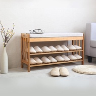 Bamboo 100% Solid Wood Corrosion-resistant Living Shoe Bench Multi-shoe Rack Small Shoe Cabinet