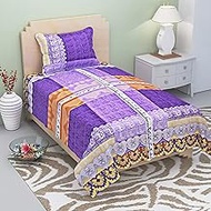 AEROHAVEN™ 100% Cotton Designer Printed 120TC Single(60'' X 90'') Bedsheet with 1 Pillow Cover