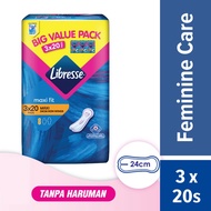 [READY STOCK]Libresse Sanitary Pad Value Pack of 3 - Tuala Wanita Libresse-3x20-Maxi 24cm NON WINGS