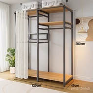 【TikTok】#Coat Rack Bedroom Floor Hanger Household Simple Wardrobe Thickened Clothes Rack Open Wardrobe