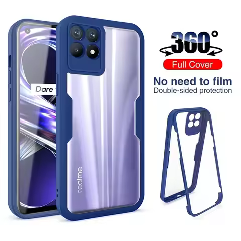 Double Protector Case For Realme 8 Pro 8i 9 Pro Plus 9i 7 7 Pro 6 Pro 360 Full Body Covers For Realm
