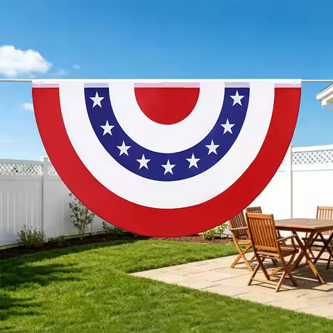 Patriotic Half Fan Bunting Flag 3 X 6 Ft American Bunting Flag Patriotic Half Fan Banner for 4th of 