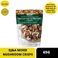 DJ&A MIXED MUSHROOM (SHIITAKE, OYSTER & NAMEKO) CRISPS 65G. Plant Based, All Natural, No GMO Used, N