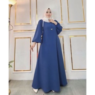 Salwa Gamis Crinkle Airflow Baju Muslim Lebaran Terbaru 2024 Gamis Wanita Dewasa Dress Lengan Balon