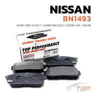 ผ้าเบรค หลัง NISSAN SUNNY NEO ปี03-11 / SUPER NEO 03-11 CEFIRO A33 - TOP PERFORMANCE JAPAN - BN 1493